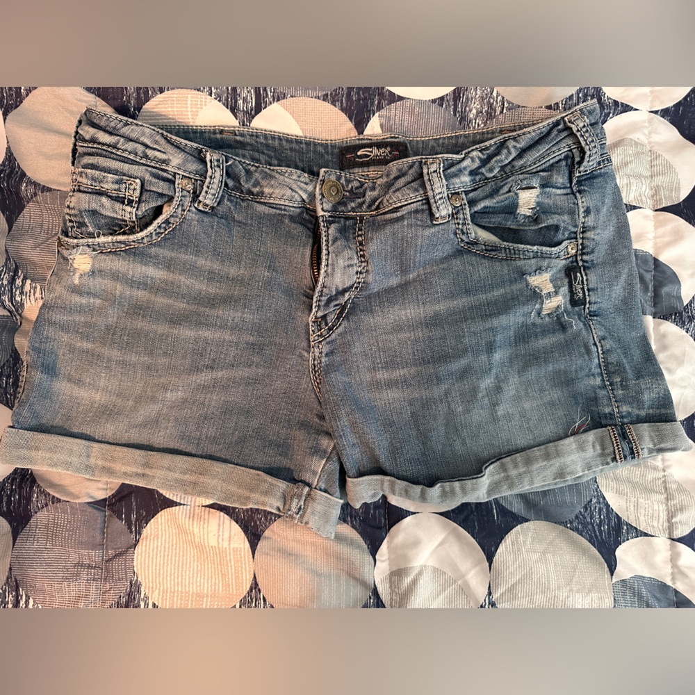 Silver Jeans Blue Distressed Shorts